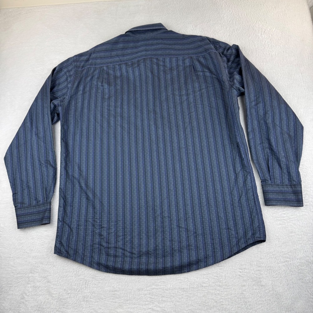 Zanella Button Up Shirt Mens XL Blue Striped Geometric Harold HBD Made In Italy - Picture 10 of 12